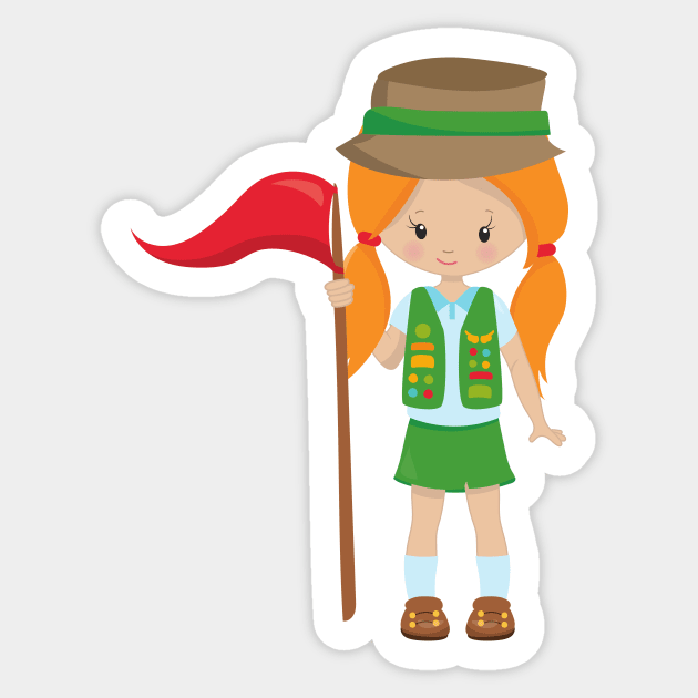 Girl Scout, Cute Girl, Little Girl, Orange Hair Sticker by Jelena Dunčević